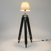 Wooden tripod floor lamp adjustable height aluminum and wood